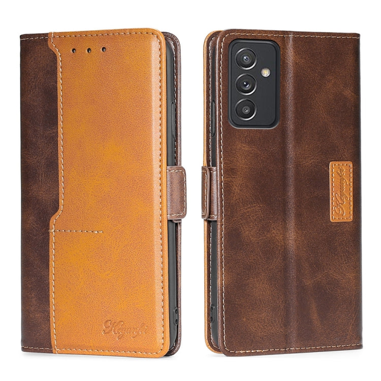 For Samsung Galaxy A82 5G / Quantum 2 Retro Texture Contrast Color Buckle Horizontal Flip Leather Case with Holder