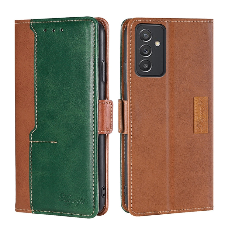 For Samsung Galaxy A82 5G / Quantum 2 Retro Texture Contrast Color Buckle Horizontal Flip Leather Case with Holder