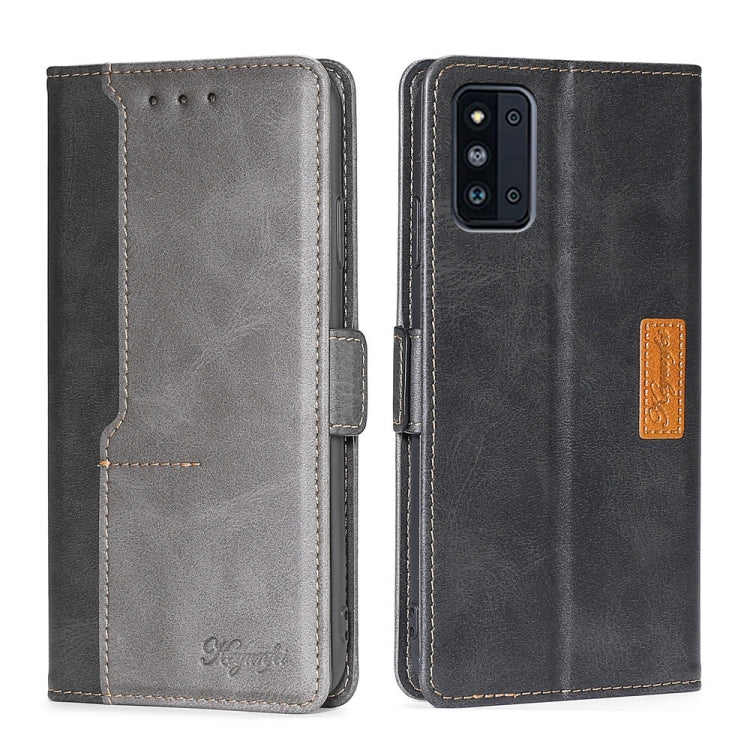 For Samsung Galaxy F52 5G Retro Texture Contrast Color Buckle Horizontal Flip Leather Case with Holder