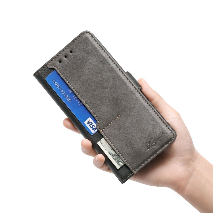 For Samsung Galaxy F52 5G Retro Texture Contrast Color Buckle Horizontal Flip Leather Case with Holder