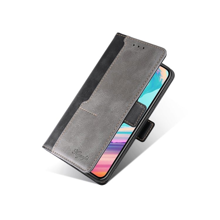 For Samsung Galaxy F52 5G Retro Texture Contrast Color Buckle Horizontal Flip Leather Case with Holder