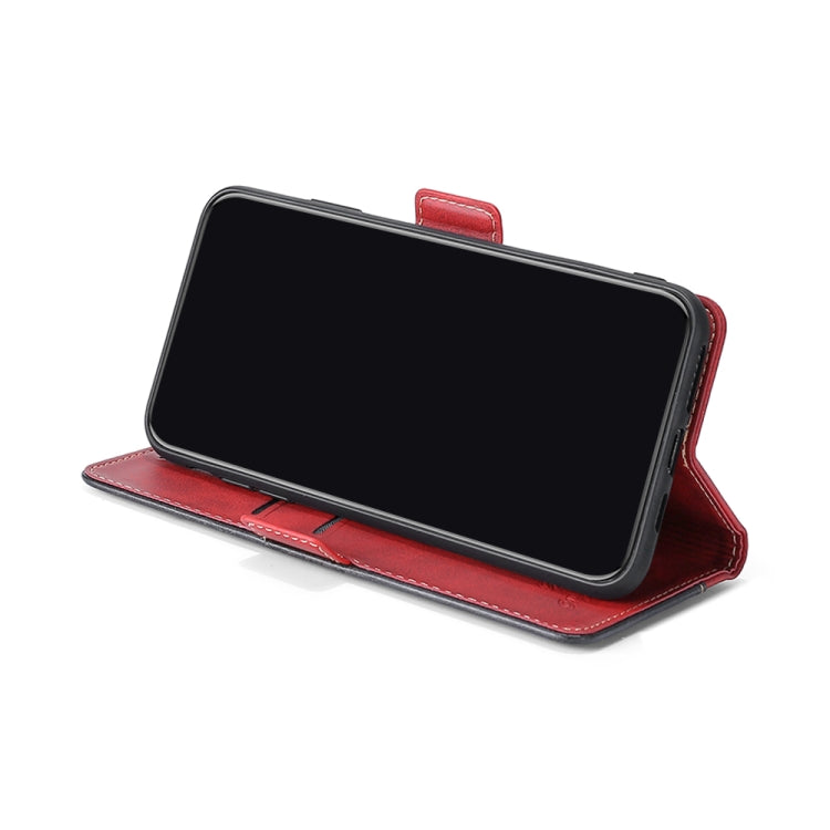 For Samsung Galaxy F52 5G Retro Texture Contrast Color Buckle Horizontal Flip Leather Case with Holder