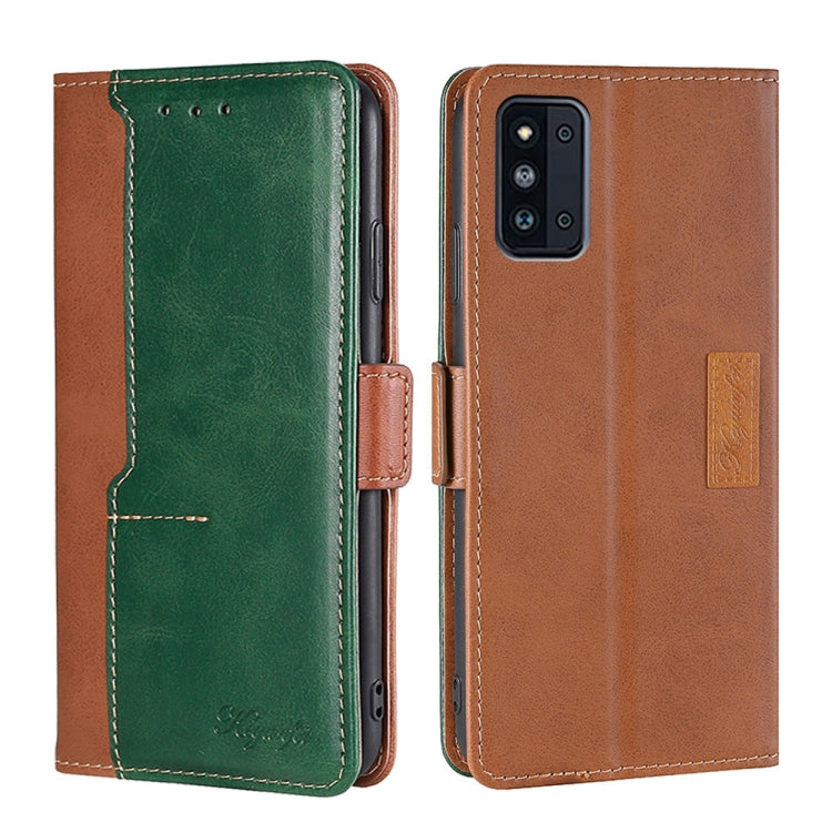 For Samsung Galaxy F52 5G Retro Texture Contrast Color Buckle Horizontal Flip Leather Case with Holder