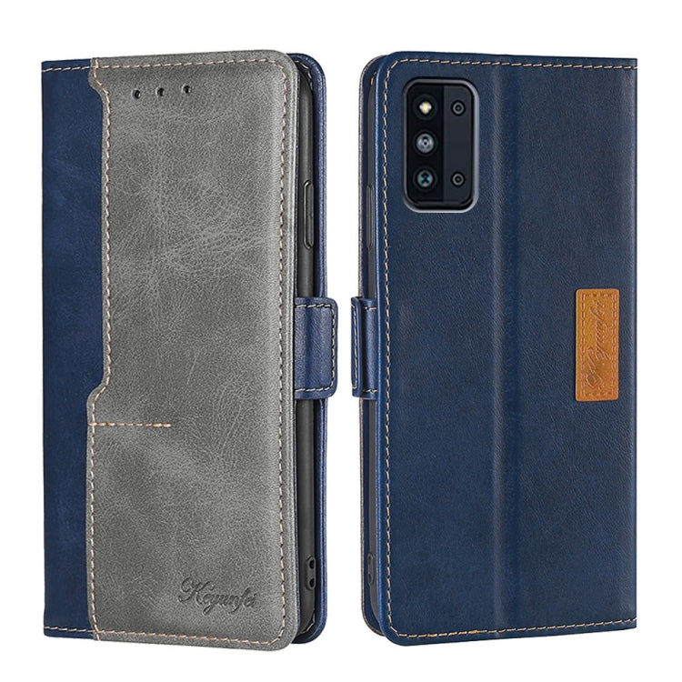 For Samsung Galaxy F52 5G Retro Texture Contrast Color Buckle Horizontal Flip Leather Case with Holder
