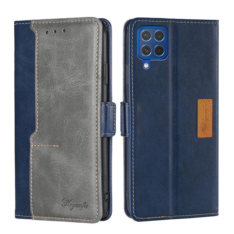 For Samsung Galaxy F62 / M62 Retro Texture Contrast Color Buckle Horizontal Flip Leather Case with Holder
