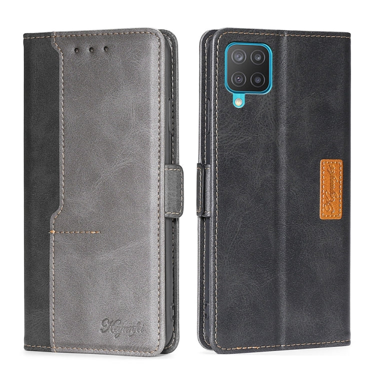 For Samsung Galaxy M12 / F12 Retro Texture Contrast Color Buckle Horizontal Flip Leather Case with Holder