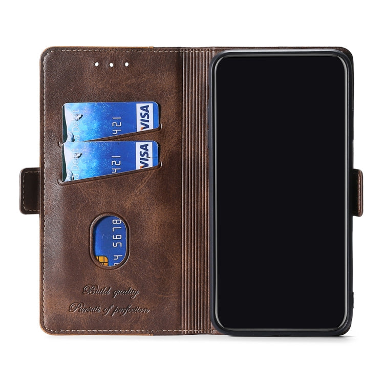 For Samsung Galaxy M12 / F12 Retro Texture Contrast Color Buckle Horizontal Flip Leather Case with Holder