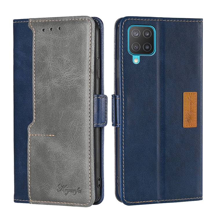 For Samsung Galaxy M12 / F12 Retro Texture Contrast Color Buckle Horizontal Flip Leather Case with Holder