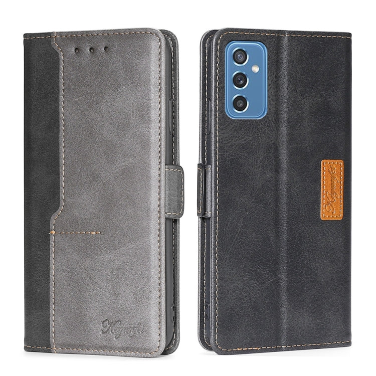 For Samsung Galaxy M52 5G Retro Texture Contrast Color Buckle Horizontal Flip Leather Case with Holder