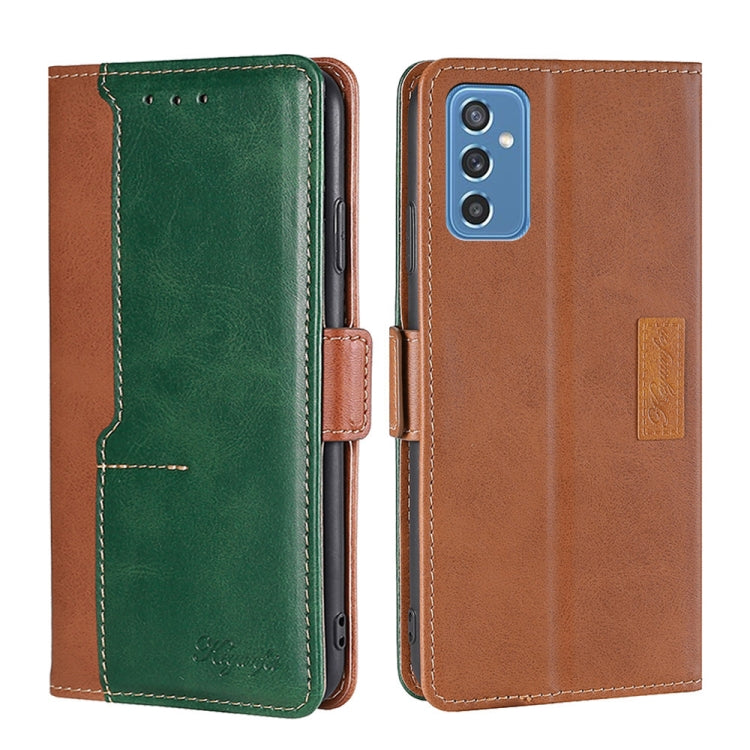 For Samsung Galaxy M52 5G Retro Texture Contrast Color Buckle Horizontal Flip Leather Case with Holder