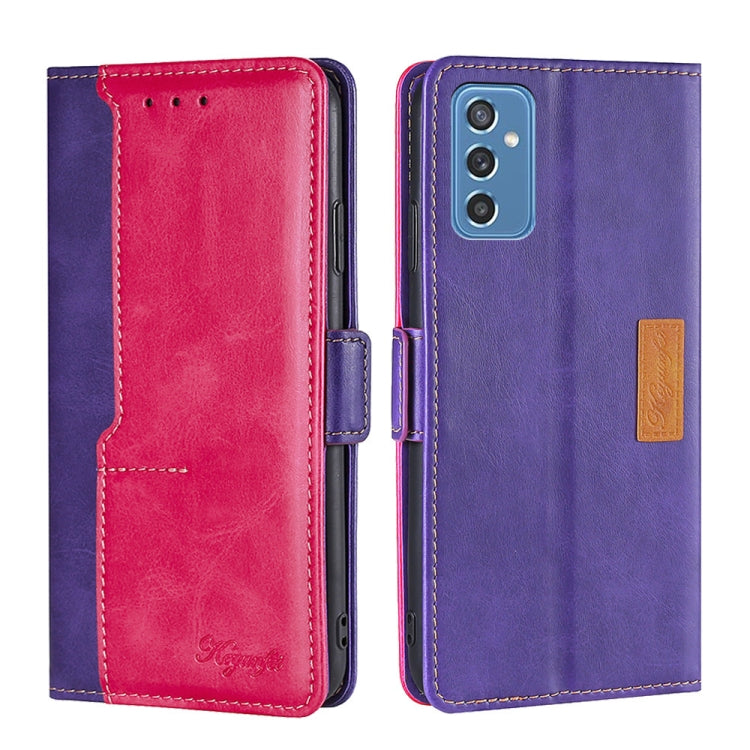 For Samsung Galaxy M52 5G Retro Texture Contrast Color Buckle Horizontal Flip Leather Case with Holder