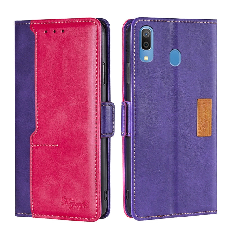 For Samsung Galaxy A30 (Japan Ver.) Retro Texture Contrast Color Buckle Horizontal Flip Leather Case with Holder