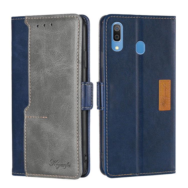 For Samsung Galaxy A30 (Japan Ver.) Retro Texture Contrast Color Buckle Horizontal Flip Leather Case with Holder