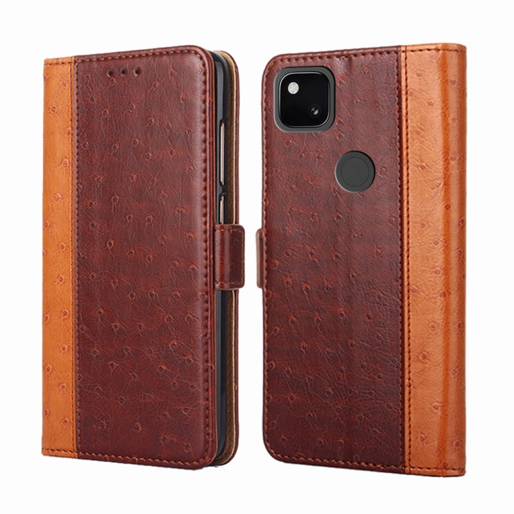 For Google Pixel 4a Ostrich Texture Horizontal Flip Leather Phone Case with Holder & Card Slots & Wallet
