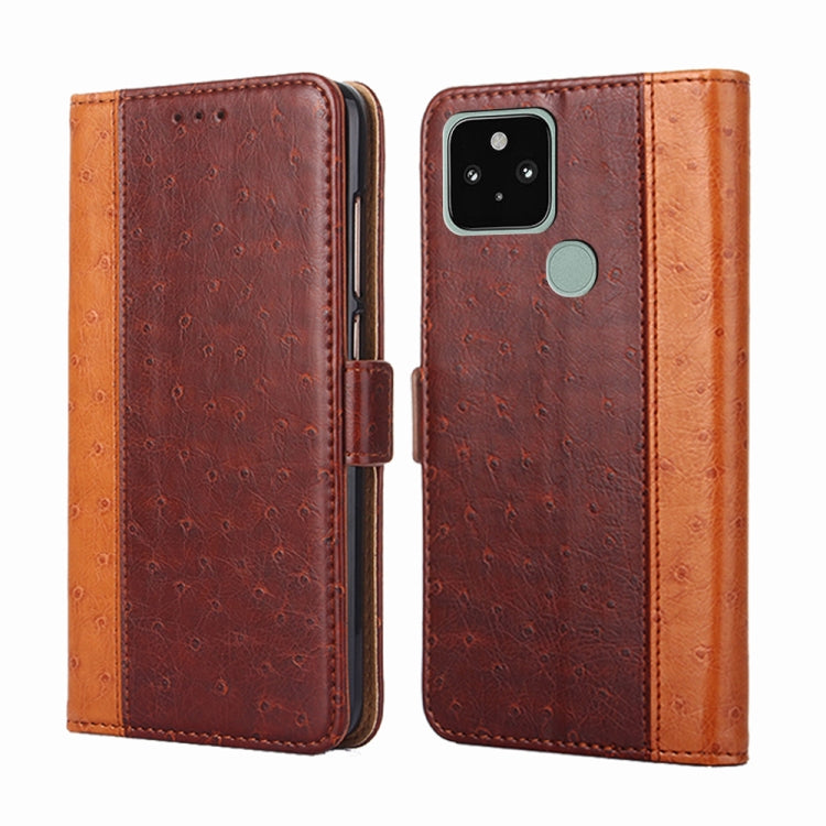 For Google Pixel 5 Ostrich Texture Horizontal Flip Leather Phone Case with Holder & Card Slots & Wallet