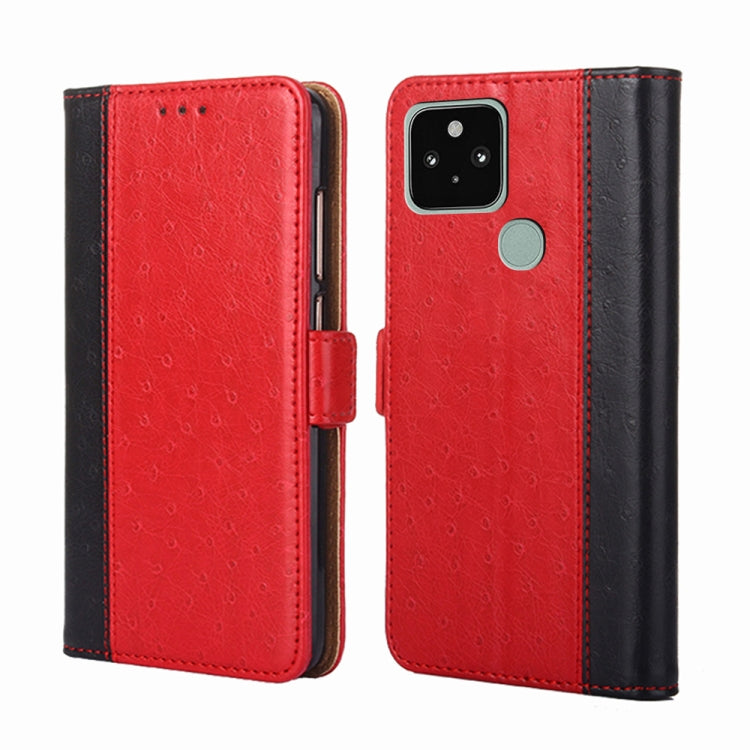 For Google Pixel 5 Ostrich Texture Horizontal Flip Leather Phone Case with Holder & Card Slots & Wallet