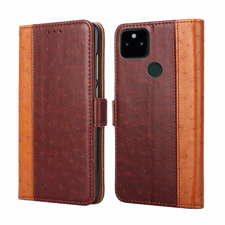 For Google Pixel 5a 5G Ostrich Texture Horizontal Flip Leather Phone Case with Holder & Card Slots & Wallet