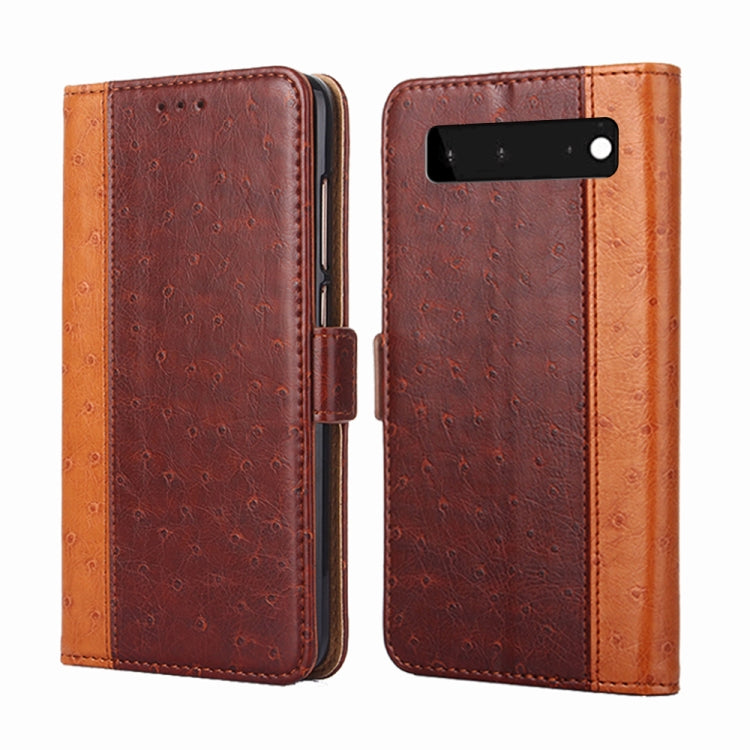 For Google Pixel 6 Ostrich Texture Horizontal Flip Leather Phone Case with Holder & Card Slots & Wallet