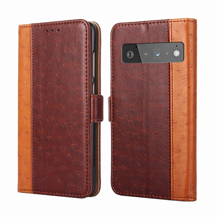 For Google Pixel 6 Pro Ostrich Texture Horizontal Flip Leather Phone Case with Holder & Card Slots & Wallet