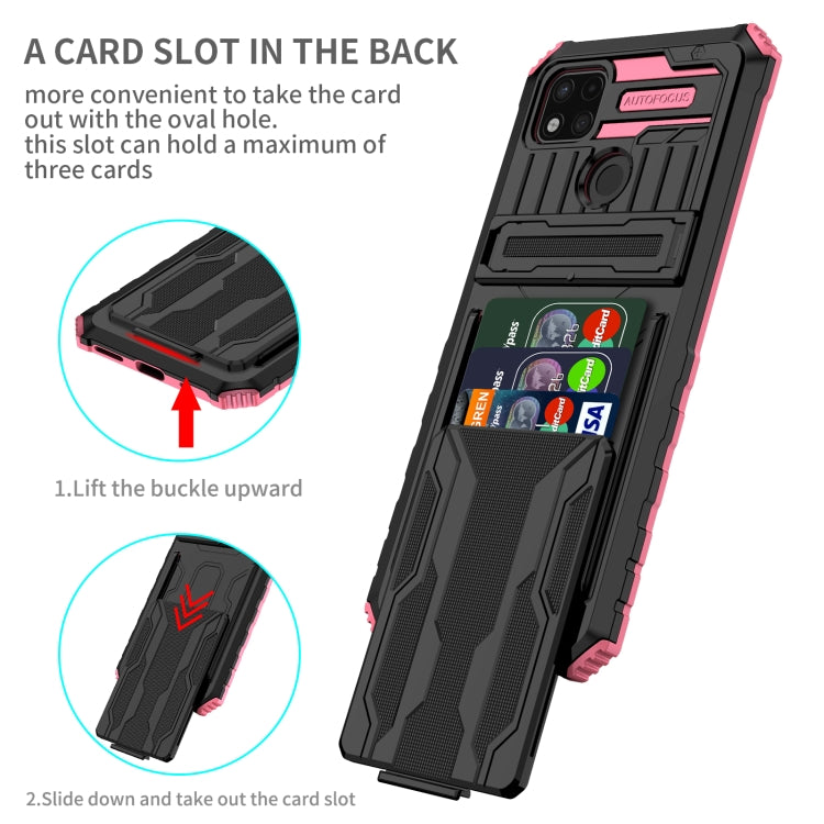For Xiaomi Redmi 9C Armor Card PC + TPU Shockproof Phone Case with Card Slot & Invisible Holder