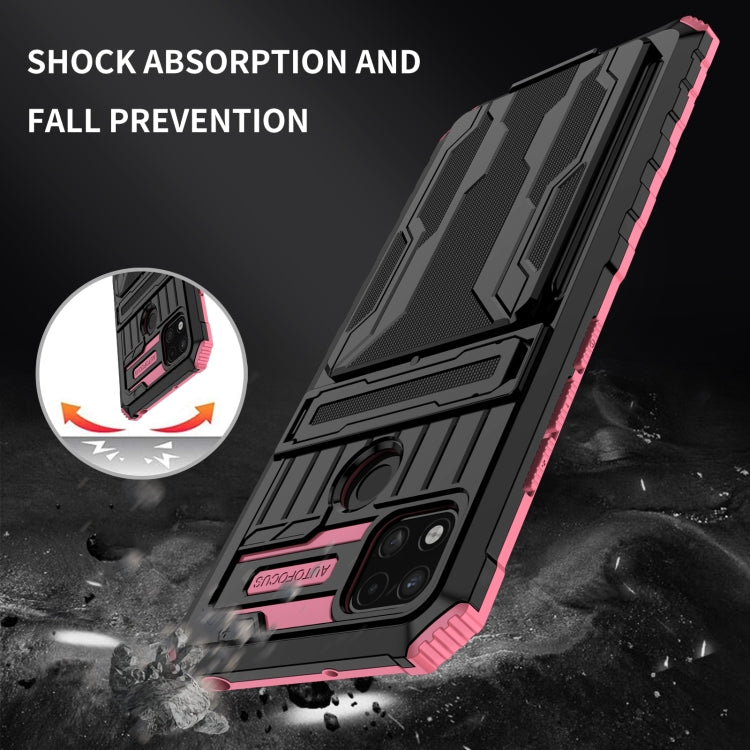 For Xiaomi Redmi 9C Armor Card PC + TPU Shockproof Phone Case with Card Slot & Invisible Holder