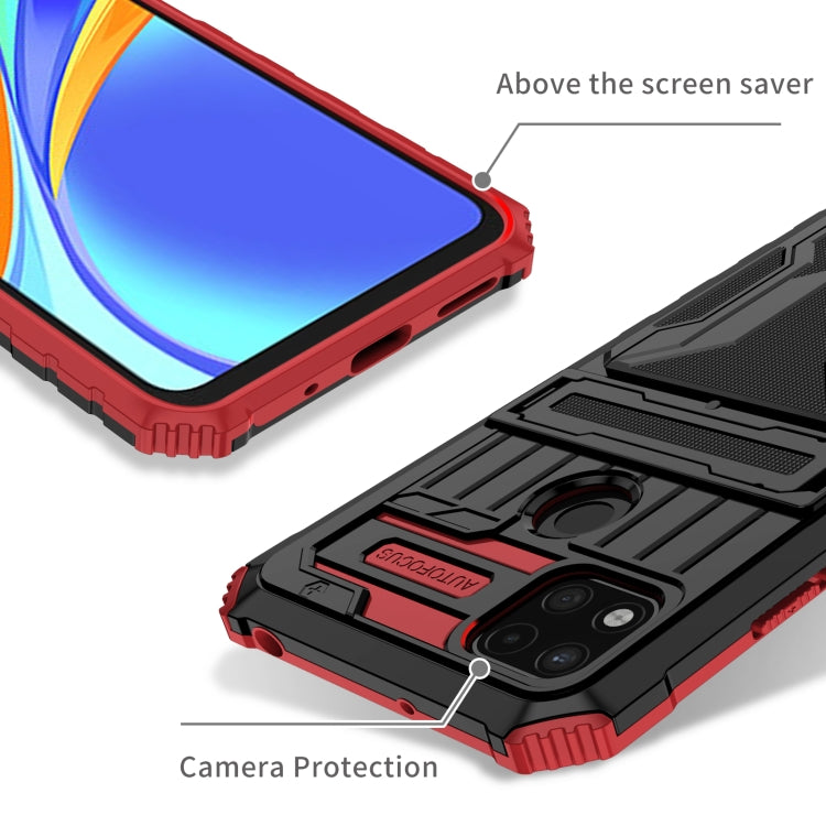 For Xiaomi Redmi 9C Armor Card PC + TPU Shockproof Phone Case with Card Slot & Invisible Holder