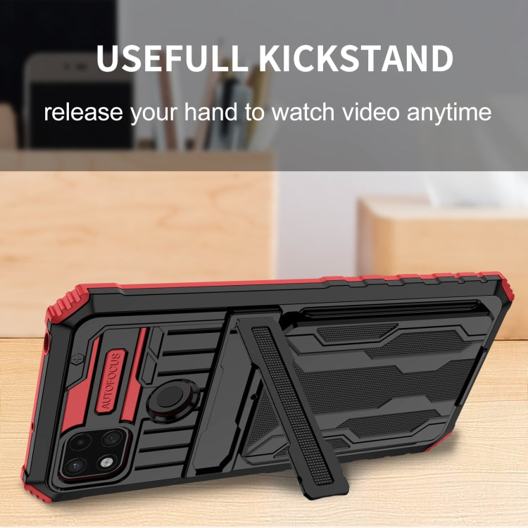 For Xiaomi Redmi 9C Armor Card PC + TPU Shockproof Phone Case with Card Slot & Invisible Holder