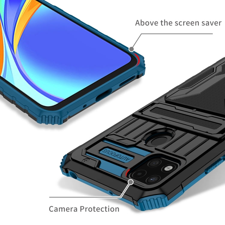 For Xiaomi Redmi 9C Armor Card PC + TPU Shockproof Phone Case with Card Slot & Invisible Holder