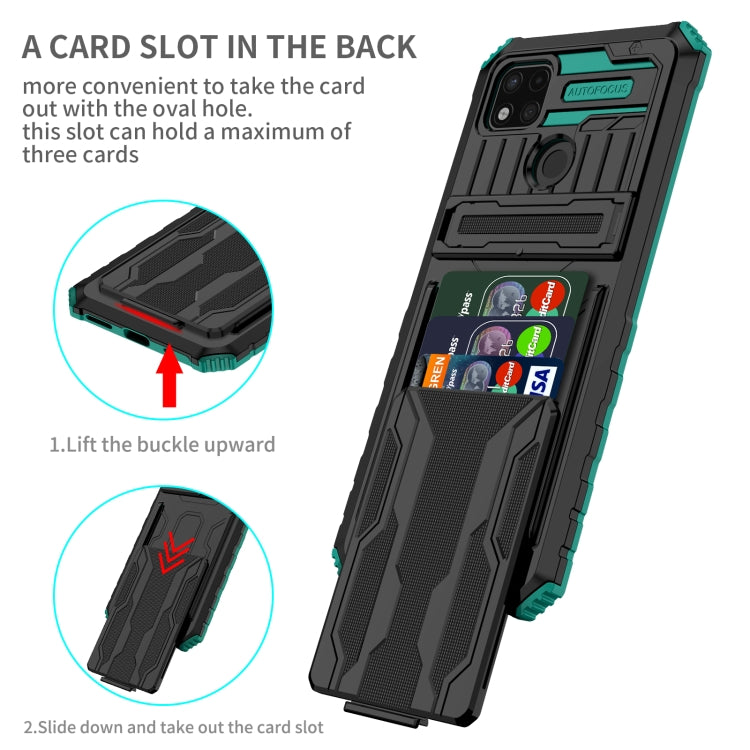 For Xiaomi Redmi 9C Armor Card PC + TPU Shockproof Phone Case with Card Slot & Invisible Holder
