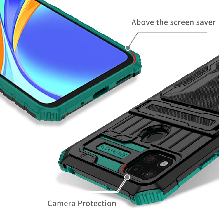 For Xiaomi Redmi 9C Armor Card PC + TPU Shockproof Phone Case with Card Slot & Invisible Holder