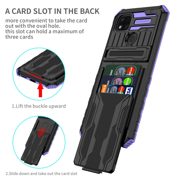 For Xiaomi Redmi 9C Armor Card PC + TPU Shockproof Phone Case with Card Slot & Invisible Holder