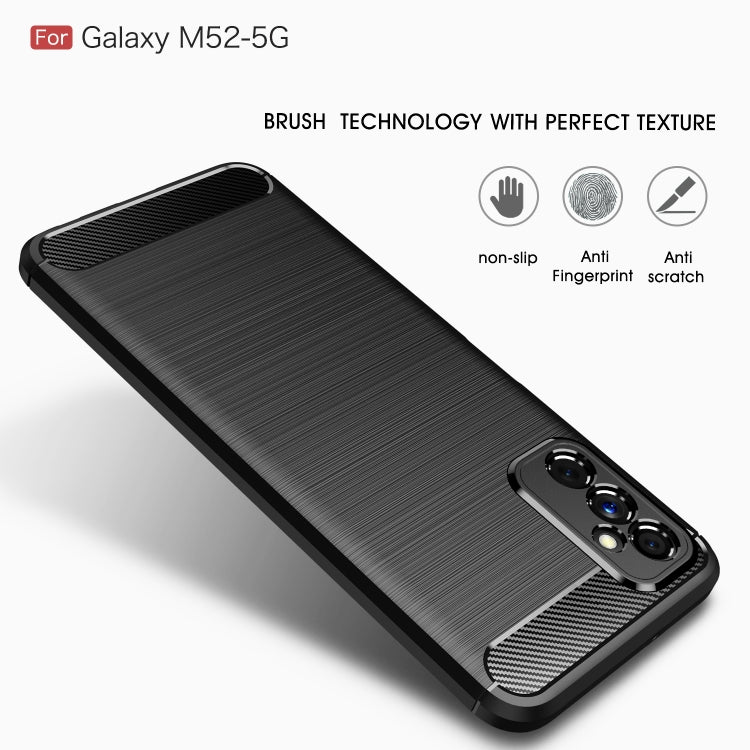 For Samsung Galaxy M52 5G Brushed Texture Carbon Fiber TPU Phone Case