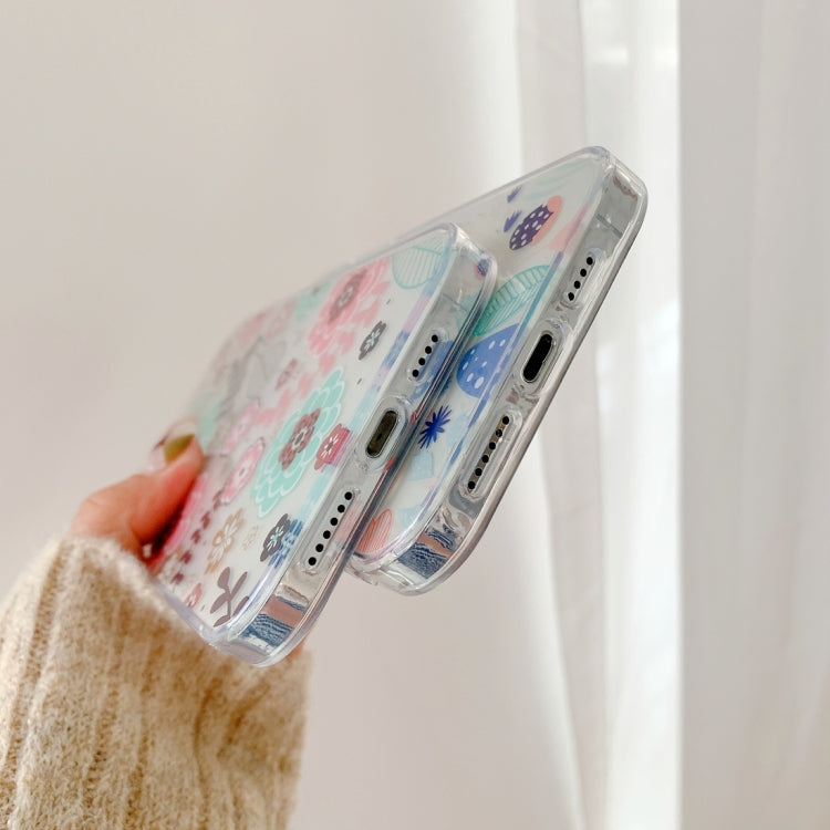 For iPhone 12 Pro Precision Hole Dual-side Laminating IMD Plating Flowers Pattern TPU Phone Case