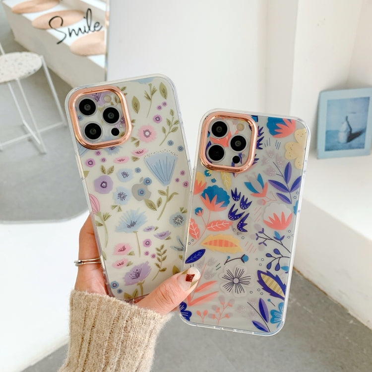 For iPhone 11 Precision Hole Dual-side Laminating IMD Plating Flowers Pattern TPU Phone Case