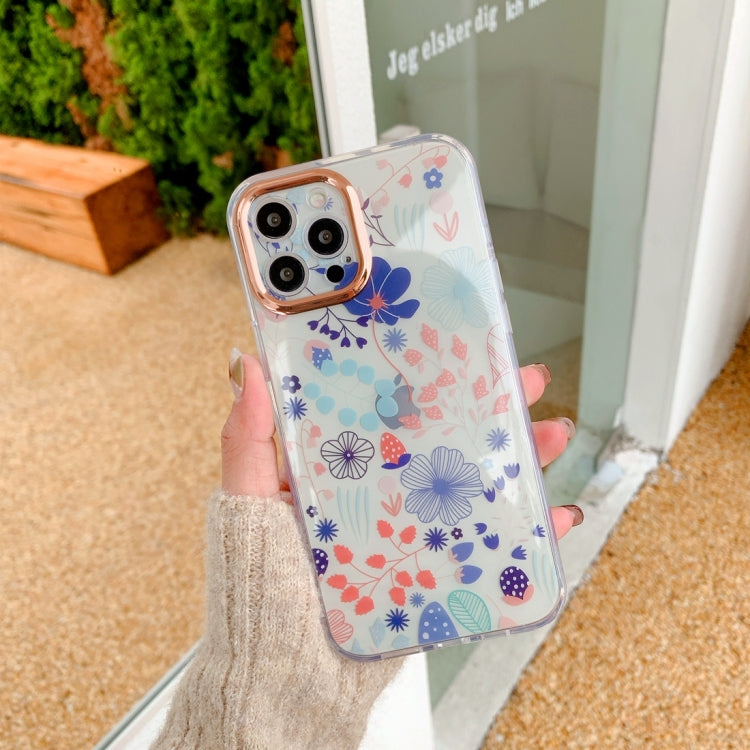 For iPhone 11 Pro Precision Hole Dual-side Laminating IMD Plating Flowers Pattern TPU Phone Case