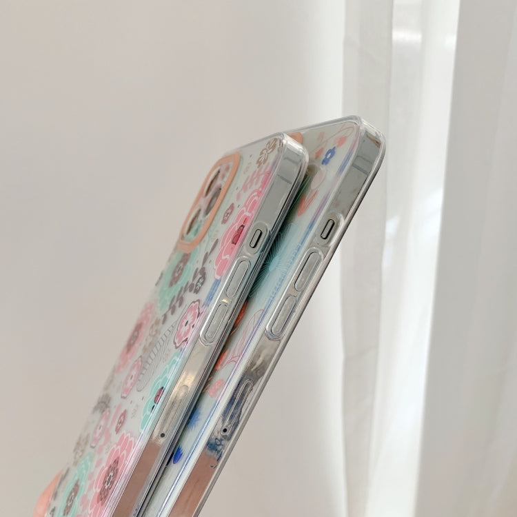 For iPhone 11 Pro Max Precision Hole Dual-side Laminating IMD Plating Flowers Pattern TPU Phone Case