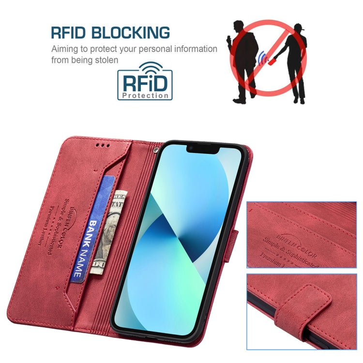 For iPhone 13 mini Magnetic Clasp RFID Blocking Anti-Theft Leather Case with Holder & Card Slots & Wallet