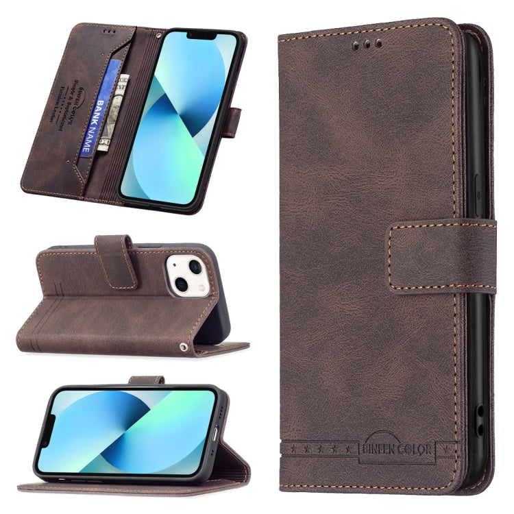 For iPhone 13 mini Magnetic Clasp RFID Blocking Anti-Theft Leather Case with Holder & Card Slots & Wallet