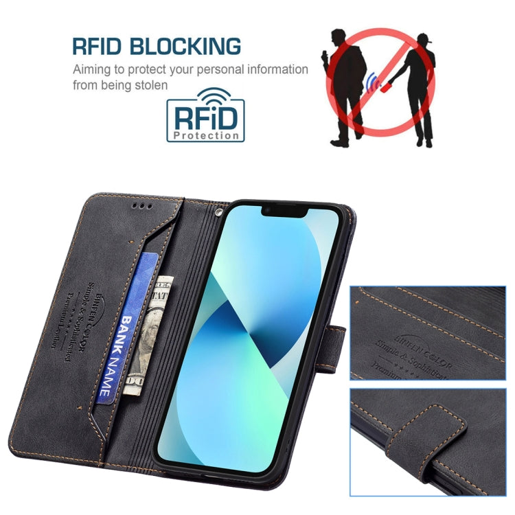 For iPhone 13 mini Magnetic Clasp RFID Blocking Anti-Theft Leather Case with Holder & Card Slots & Wallet
