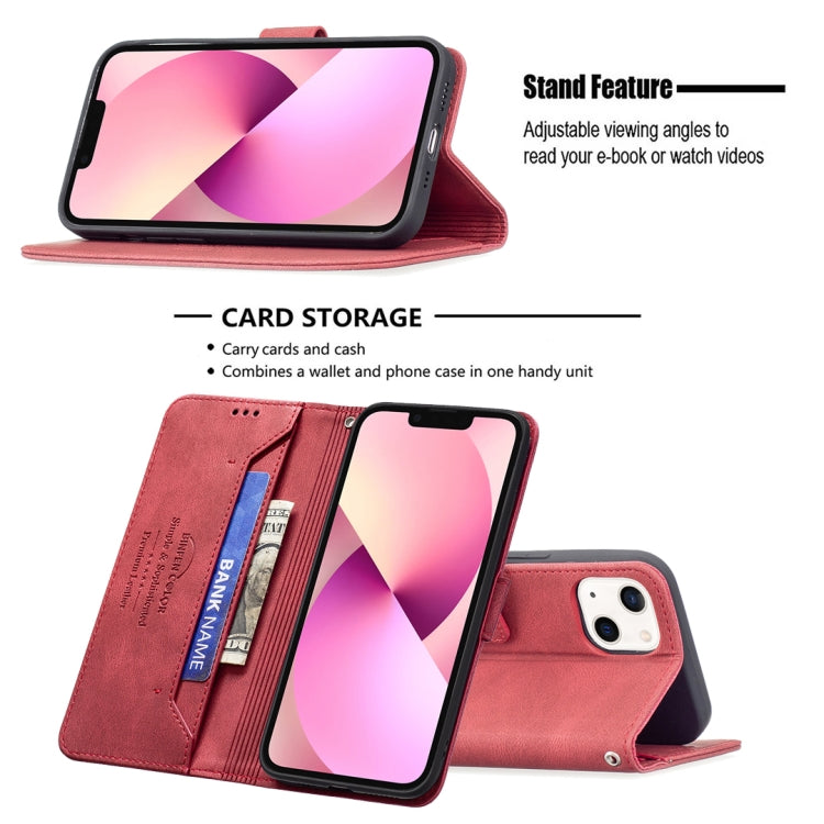 For iPhone 13 Magnetic Clasp RFID Blocking Anti-Theft Leather Case with Holder & Card Slots & Wallet