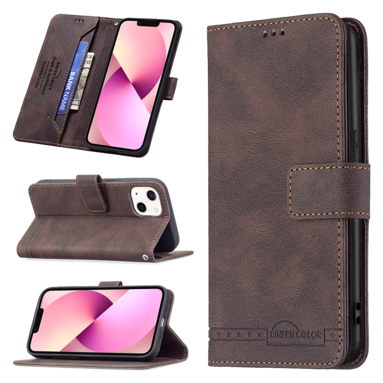 For iPhone 13 Magnetic Clasp RFID Blocking Anti-Theft Leather Case with Holder & Card Slots & Wallet