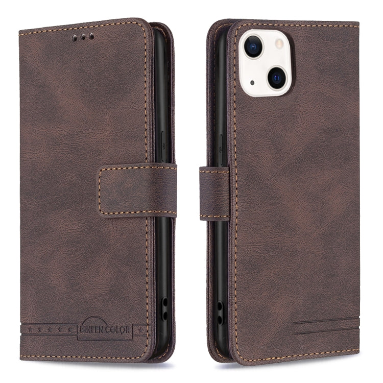 For iPhone 13 Magnetic Clasp RFID Blocking Anti-Theft Leather Case with Holder & Card Slots & Wallet