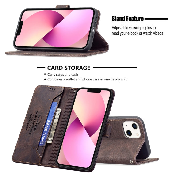 For iPhone 13 Magnetic Clasp RFID Blocking Anti-Theft Leather Case with Holder & Card Slots & Wallet