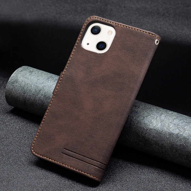 For iPhone 13 Magnetic Clasp RFID Blocking Anti-Theft Leather Case with Holder & Card Slots & Wallet