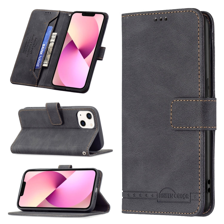 For iPhone 13 Magnetic Clasp RFID Blocking Anti-Theft Leather Case with Holder & Card Slots & Wallet