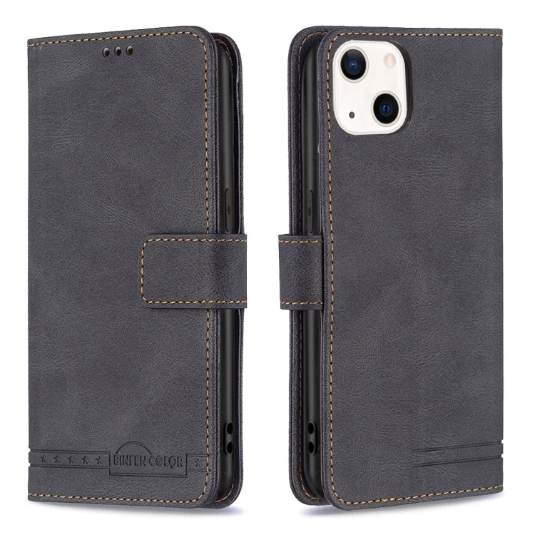 For iPhone 13 Magnetic Clasp RFID Blocking Anti-Theft Leather Case with Holder & Card Slots & Wallet