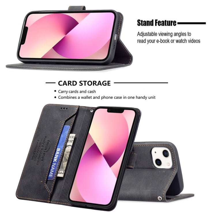For iPhone 13 Magnetic Clasp RFID Blocking Anti-Theft Leather Case with Holder & Card Slots & Wallet