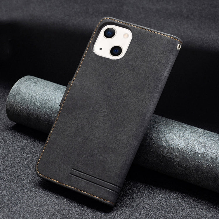 For iPhone 13 Magnetic Clasp RFID Blocking Anti-Theft Leather Case with Holder & Card Slots & Wallet