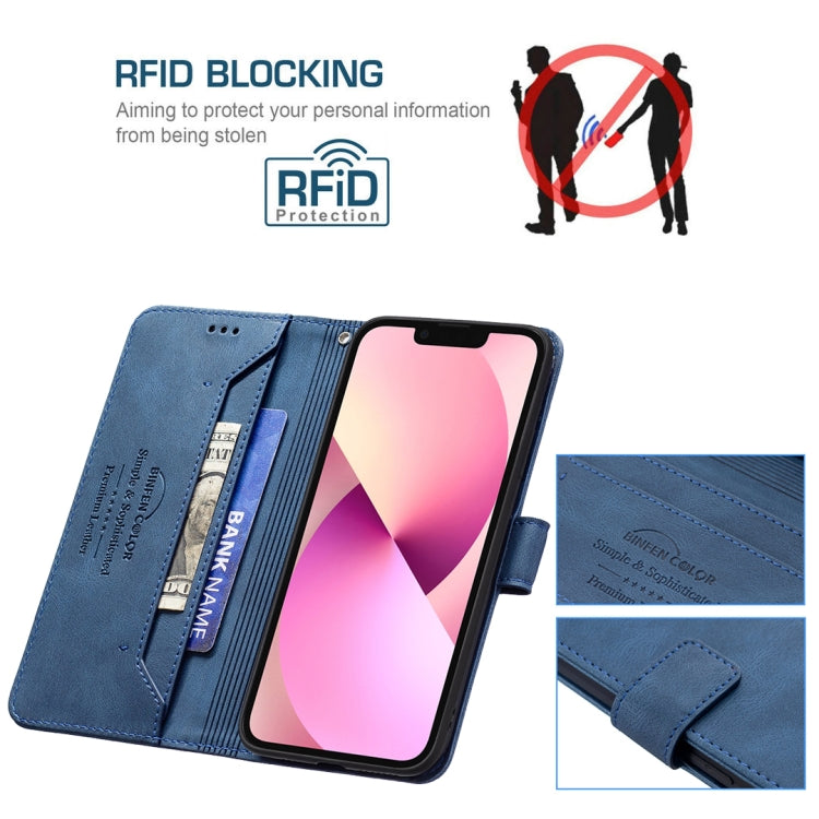 For iPhone 13 Magnetic Clasp RFID Blocking Anti-Theft Leather Case with Holder & Card Slots & Wallet