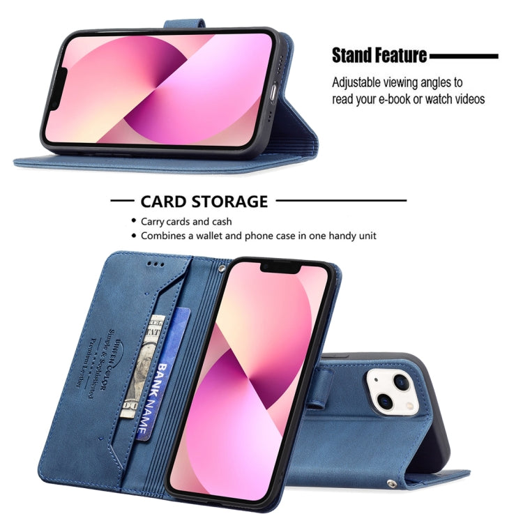 For iPhone 13 Magnetic Clasp RFID Blocking Anti-Theft Leather Case with Holder & Card Slots & Wallet